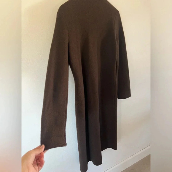Barrie Pace Wool Brown Embroidered Toggle Button Long Sweater Jacket Small - Picture 10 of 11